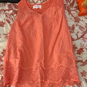 Dear John Coral Eyelet Hem Top